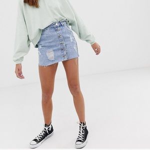 Pull & Bear mini denim skirt in light blue